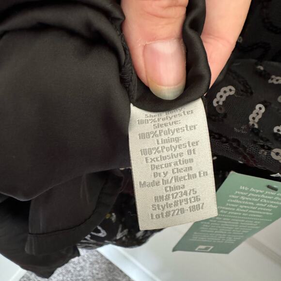 Pearl Georgina Chapman Marchesa NWT Sheer Lined Black Mini Dress Sequins Women 6 - Picture 9 of 11